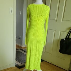 Neon Yellow Long Sleeve Dress, Can Go Over Swimwear As Well!